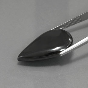 28.96カラットの天然ブラック＆グレーヘマタイト、洋梨の形、オペーク