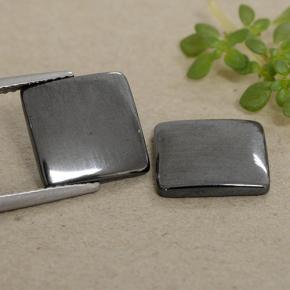 9.69カラットの天然ブラック＆グレーヘマタイト（11×11 mm・四角）