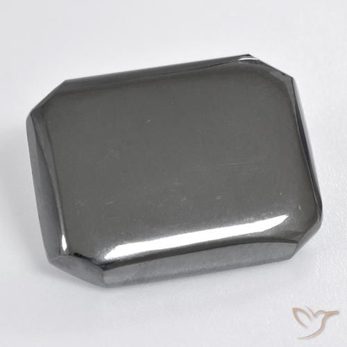18.98ct 天然 ミディアムグレー ヘマタイト, エメラルドカット, オペーク