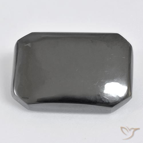 21.90ct 天然 ミディアムグレー ヘマタイト, エメラルドカット, オペーク