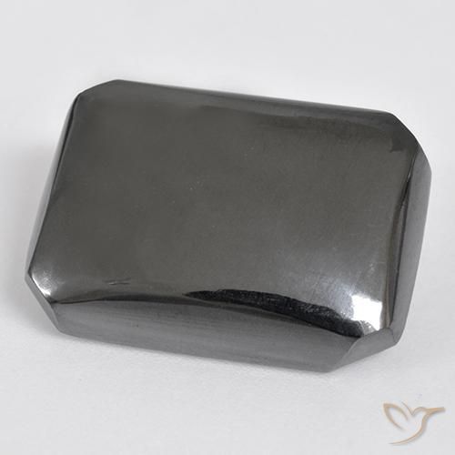 25.04ct 天然 ミディアムグレー ヘマタイト, エメラルドカット, オペーク