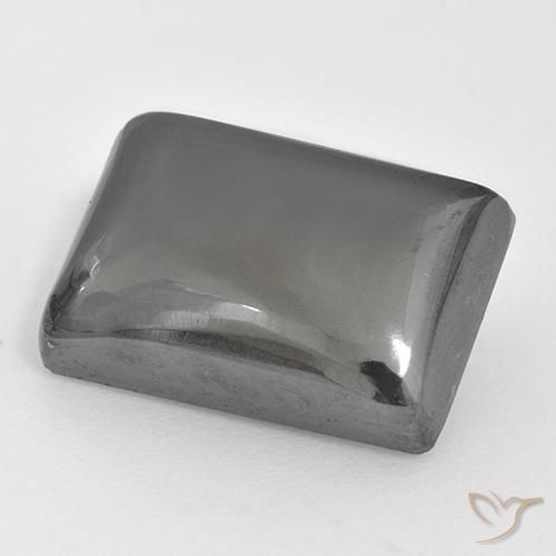 13.85カラットの天然シルバーグレーヘマタイト（15.2×10.5 mm・バゲット）