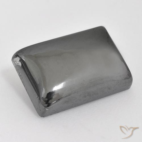 13.85カラットの天然シルバーグレーヘマタイト（15.2×10.5 mm・バゲット）