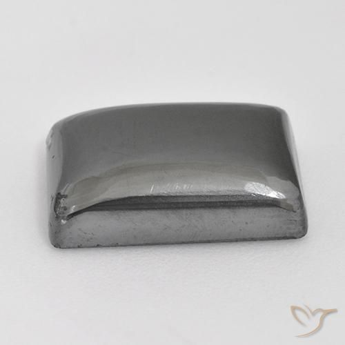 13.85カラットの天然シルバーグレーヘマタイト（15.2×10.5 mm・バゲット）