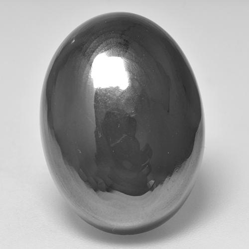 32.16カラットの天然灰色ヘマタイト（20.7×15.4 mm・オーバルカット）