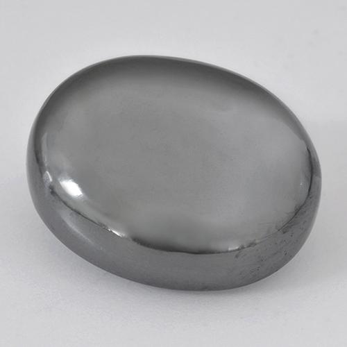 28.48カラットの天然シルバーグレーヘマタイト（19.7×16.1 mm・オーバルカット）