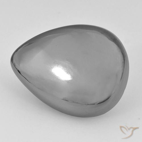 26.63ct 天然 シルバーグレー ヘマタイト, 洋梨の形, オペーク