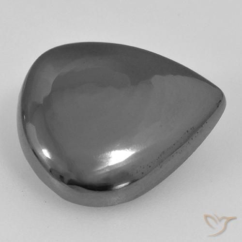 16.86ct 天然 シルバーグレー ヘマタイト, 洋梨の形, オペーク