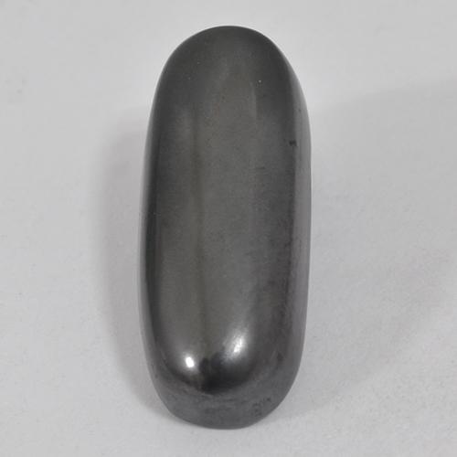 18.47カラットの天然ブラック＆グレーヘマタイト（20.8×8.6 mm・クッションカット）
