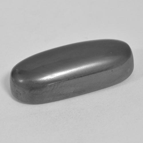 18.47カラットの天然ブラック＆グレーヘマタイト（20.8×8.6 mm・クッションカット）