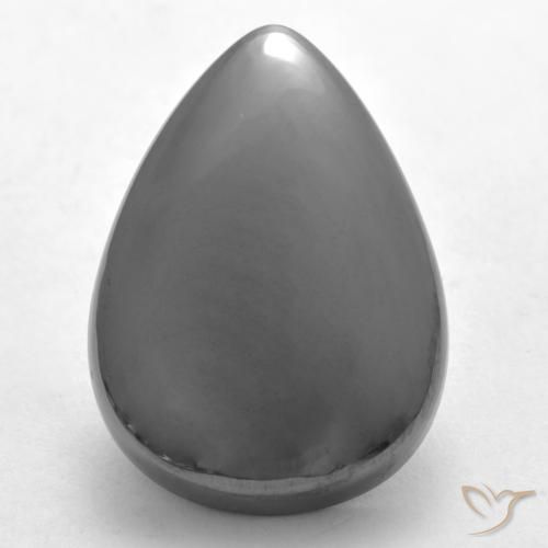 30.61ct 天然 シルバーグレー ヘマタイト, 洋梨の形, オペーク