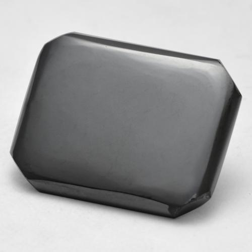 13.49カラットの天然ミディアムグレーヘマタイト、エメラルドカット、オペーク