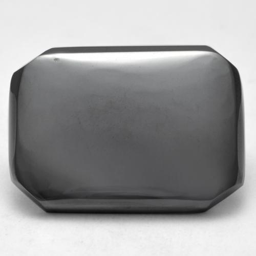 17.73カラットの天然ミディアムグレーヘマタイト、エメラルドカット、オペーク