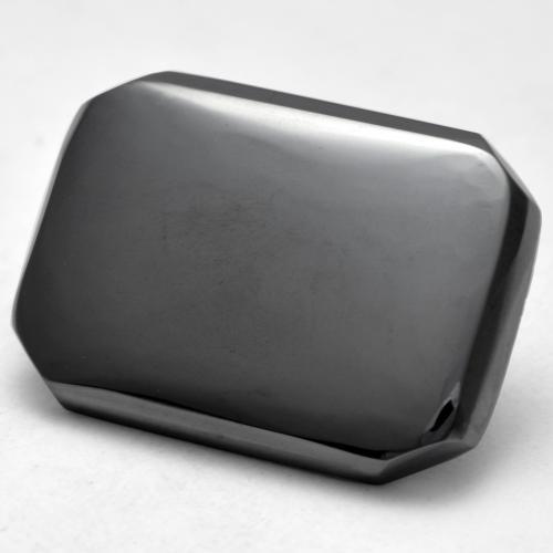 17.73カラットの天然ミディアムグレーヘマタイト、エメラルドカット、オペーク