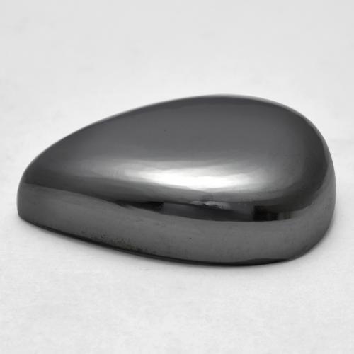 39.86カラットの天然ミディアムグレーヘマタイト、洋梨の形、オペーク