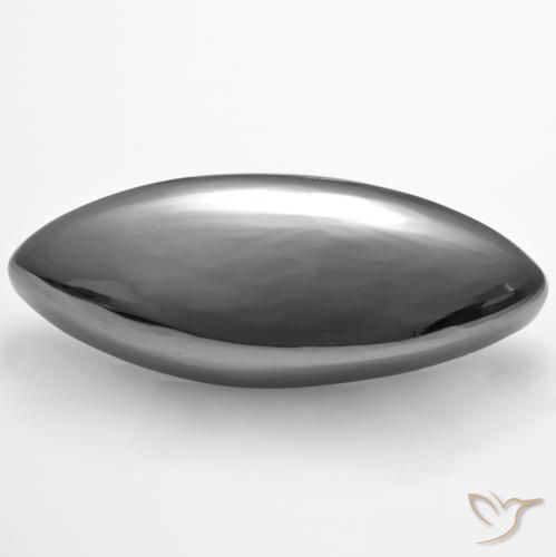 28.67カラットの天然シルバーグレーヘマタイト、マーキス、オペーク