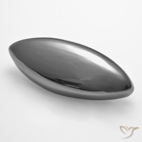 28.67カラットの天然シルバーグレーヘマタイト、マーキス、オペーク