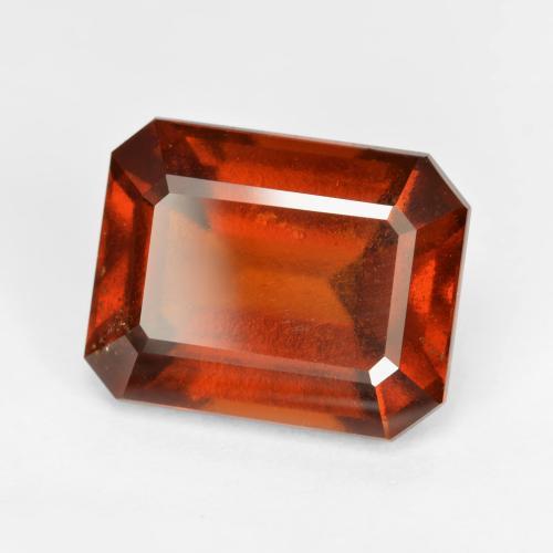 8.89カラットの天然ディープオレンジレッドヘソナイトガーネット（12.9×10.2 mm・エメラルドカット）