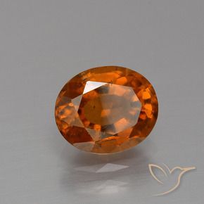 2.11カラットの天然赤みがかったオレンジヘソナイトガーネット、楕円形、VS-SI