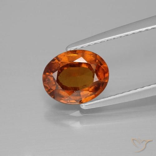 1.65ct 天然 ディープオレンジ ヘソナイトガーネット, 楕円形, VS