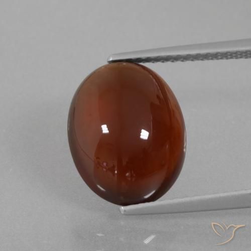 6.90ct 天然 ミディアムダークブラウン ヘソナイトガーネット, 楕円形, 半透明