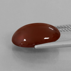 7.09カラットの天然ミディアムダークブラウンヘソナイトガーネット、オーバルカット、半透明
