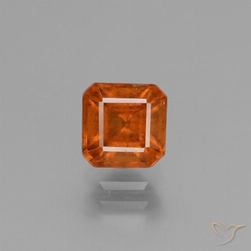 1.50ct 天然 アンバーオレンジ ヘソナイトガーネット, エメラルドカット, VS