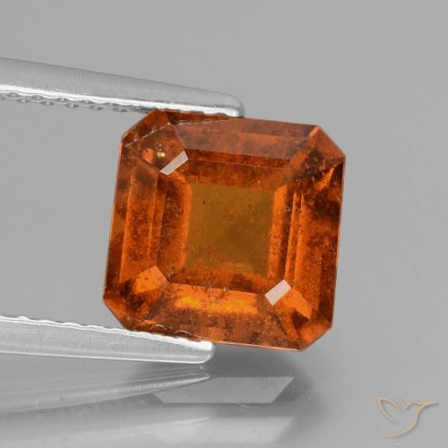 2.83ct 天然 赤みがかったオレンジ ヘソナイトガーネット, エメラルドカット, VS-SI