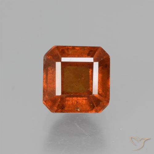 1.59ct 天然 アンバーオレンジ ヘソナイトガーネット, エメラルドカット, VS-SI