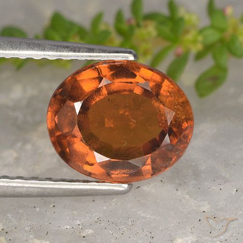 2.15ct 天然 ミディアムダークオレンジ ヘソナイトガーネット, 楕円形, VS-SI