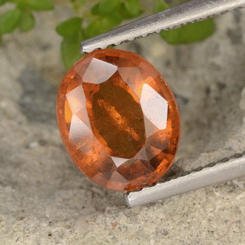 2.10ct 天然 アンバーオレンジ ヘソナイトガーネット, 楕円形, VS-SI