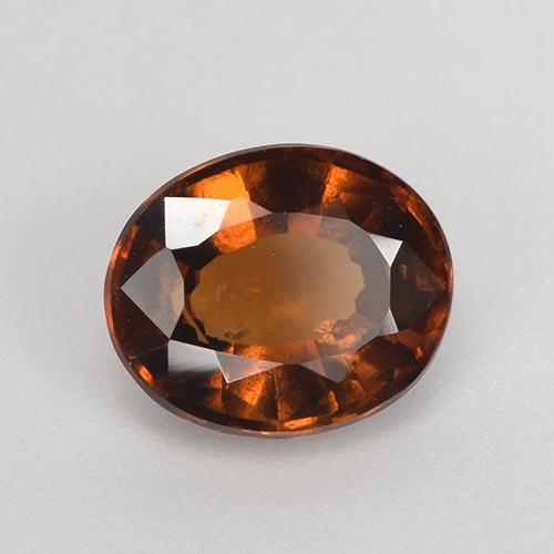 1.54カラットの天然ミディアムダークオレンジヘソナイトガーネット（7.7×6.3 mm・オーバルカット）