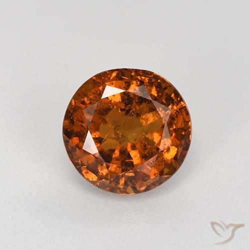 1.76ct 天然 赤みがかったオレンジ ヘソナイトガーネット, ラウンド, VS-SI