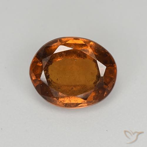 1.69ct 天然 ミディアムダークオレンジ ヘソナイトガーネット, 楕円形, VS-SI