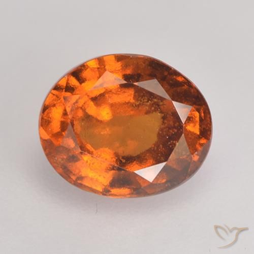 1.58ct 天然 ミディアムダークオレンジ ヘソナイトガーネット, 楕円形, VS-SI