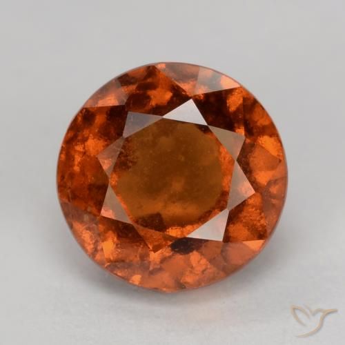 2.12ct 天然 ダークオレンジ ヘソナイトガーネット, ラウンド, VS-SI