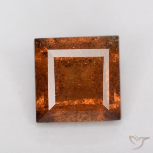 1.15ct 天然 ダークオレンジ ヘソナイトガーネット, 四角形, SI