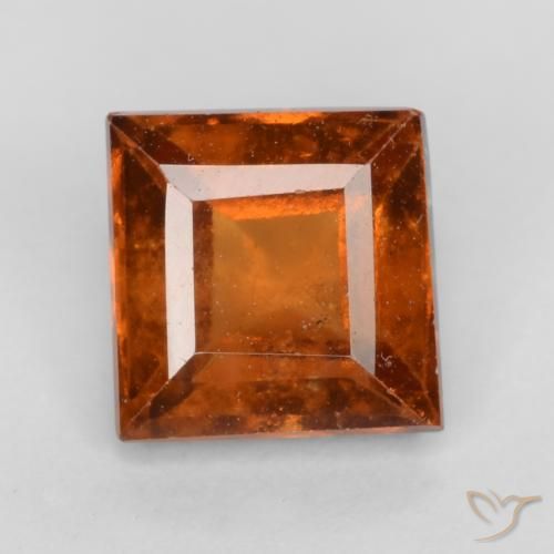 1.42ct 天然 ダークオレンジ ヘソナイトガーネット, 四角形, VS-SI