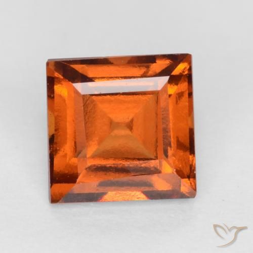 1.23ct 天然 ダークオレンジ ヘソナイトガーネット, 四角形, VS