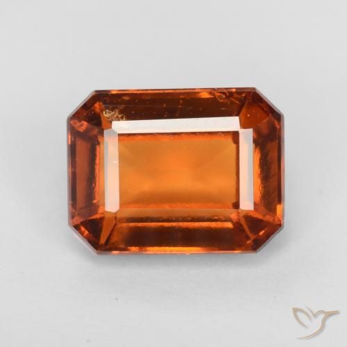 2.15ct 天然 赤みがかったオレンジ ヘソナイトガーネット, エメラルドカット, VS