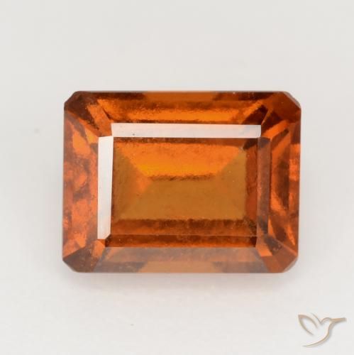 2.15ct 天然 ディープオレンジ ヘソナイトガーネット, エメラルドカット, VS