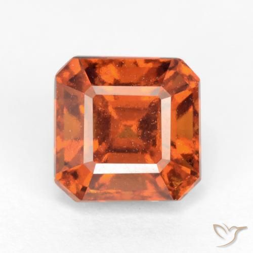 2.06ct 天然 ミディアムダークオレンジ ヘソナイトガーネット, エメラルドカット, VS
