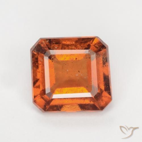 1.86ct 天然 ミディアムダークオレンジ ヘソナイトガーネット, エメラルドカット, SI