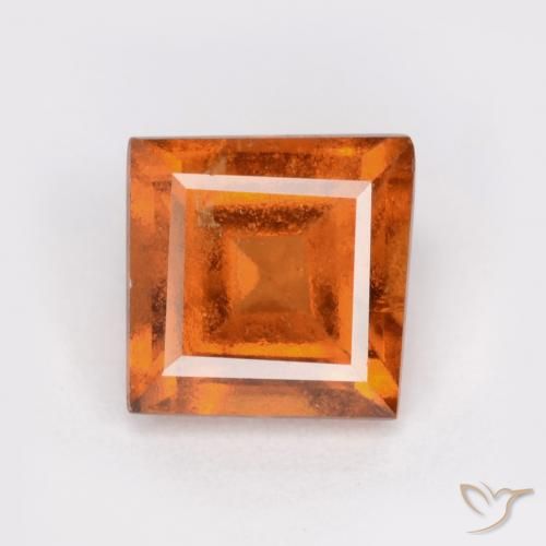1.28ct 天然 ディープオレンジ ヘソナイトガーネット, 四角形, SI