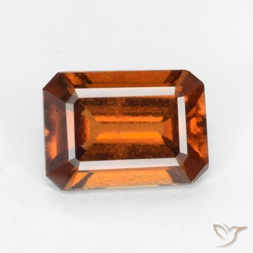 1.61ct 天然 ディープオレンジ ヘソナイトガーネット, エメラルドカット, VS