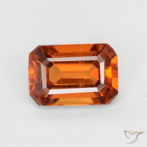 1.37ct 天然 ミディアムダークオレンジ ヘソナイトガーネット, エメラルドカット, VS