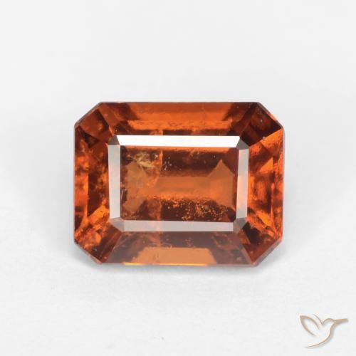 1.62ct 天然 ディープオレンジ ヘソナイトガーネット, エメラルドカット, SI