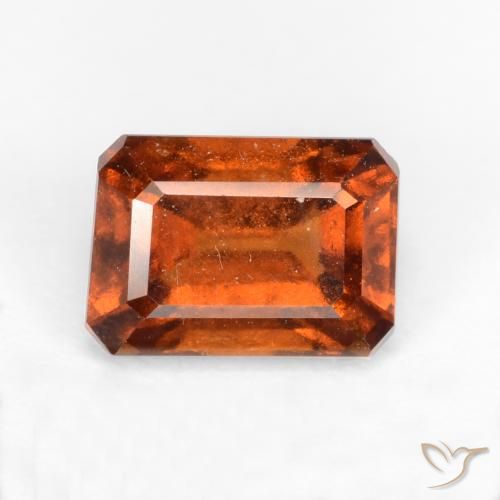 1.44ct 天然 ディープオレンジ ヘソナイトガーネット, エメラルドカット, SI