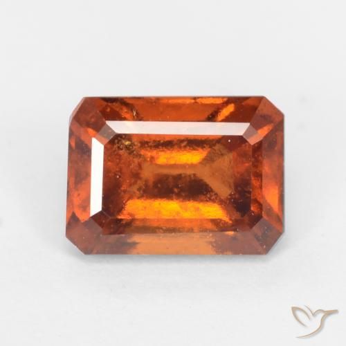 1.45ct 天然 アンバーオレンジ ヘソナイトガーネット, エメラルドカット, SI