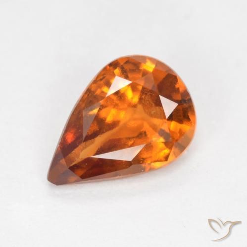 1.06ct 天然 黄色がかったオレンジ ヘソナイトガーネット, 洋梨の形, VS-SI
